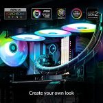 ARCTIC Liquid Freezer II 420 A-RGB - Multi-compatible all-in-one CPU AIO water cooler with A-RGB, compatible with Intel & AMD, efficient PWM-controlled pump, fan speed 200-1900 RPM - Black - Image 2
