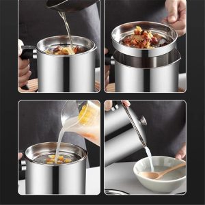 Stainless Steel Oil Filter Household Oil Pot with Lid - Image 7