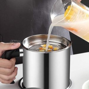 Stainless Steel Oil Filter Household Oil Pot with Lid - Image 4