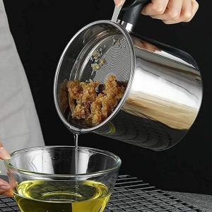 Stainless Steel Oil Filter Household Oil Pot with Lid - Image 5