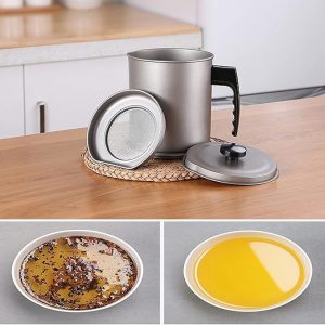 Stainless Steel Oil Filter Household Oil Pot with Lid - Image 3