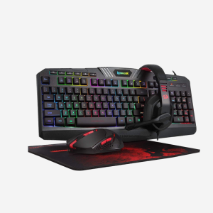 Redragon S101 4in1 Combo Backlit Gaming Mouse Gaming Keyboard Large Gaming Mouse Pad PC Computer Gaming Headset with Microphone Combo RGB LED Backlit 104 Key Gaming Keyboard