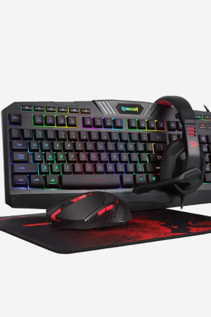 Redragon S101 4in1 Combo Backlit Gaming Mouse Gaming Keyboard Large Gaming Mouse Pad PC Computer Gaming Headset with Microphone Combo RGB LED Backlit 104 Key Gaming Keyboard