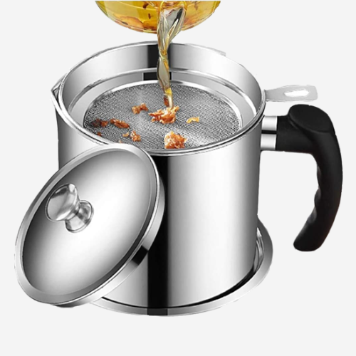 Stainless Steel Oil Filter Household Oil Pot with Lid