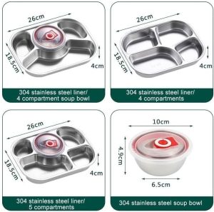 Stainless Steel Lunch Box, Thermal Insulation Bento Lunch box with Soup Bowl, Spoon & Fork - Image 3