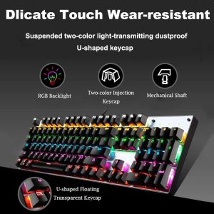 Gaming Keyboard RGB Backlight Wired Mechanical Blue Switch 104 Keys. - Image 3