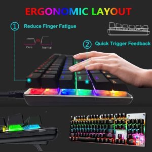 Gaming Keyboard RGB Backlight Wired Mechanical Blue Switch 104 Keys. - Image 4