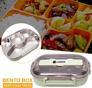 Stainless Steel Lunch Box, Thermal Insulation Bento Lunch box with Soup Bowl, Spoon & Fork - Image 7