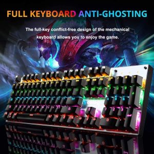 Gaming Keyboard RGB Backlight Wired Mechanical Blue Switch 104 Keys. - Image 8