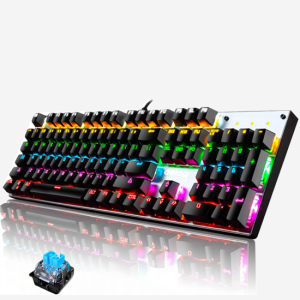 Gaming Keyboard RGB Backlight Wired Mechanical Blue Switch 104 Keys.