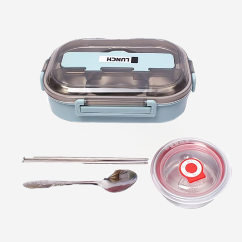 Stainless Steel Lunch Box, Thermal Insulation Bento Lunch box with Soup Bowl, Spoon & Fork