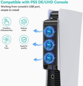 Cooling Accessories for PS5, Horizontal Cooling Fan for PS5with LED Light - Image 3