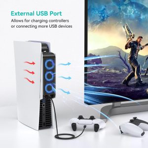 Cooling Accessories for PS5, Horizontal Cooling Fan for PS5with LED Light - Image 4