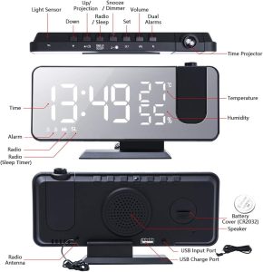 Digital Projection Alarm Clock with Mirror Surface - Image 5