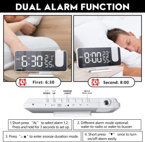 Digital Projection Alarm Clock with Mirror Surface - Image 4