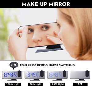 Digital Projection Alarm Clock with Mirror Surface - Image 3