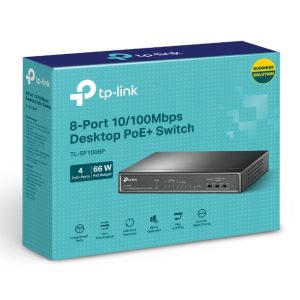 TP Link 8 Port 100MBPS Desktop Switch with 4 Port PoE Black TL-SF1008P