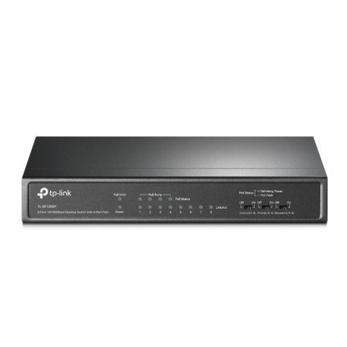 TP Link 8 Port 100MBPS Desktop Switch with 4 Port PoE Black TL-SF1008P