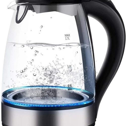 Electric Kettle 1.8L LED,Stainless Steel Glass Electric Kettle Auto Shut Off Anti-Hot