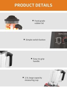 Blender,5000W High Performance Mixer, 9 Speed Levels - Image 6