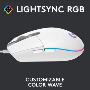 Logitech G102 LightSync RGB Lighting 6 Programable buttons Wired Gaming Mouse (White) | 910-005824 / 910-005809 - Image 3
