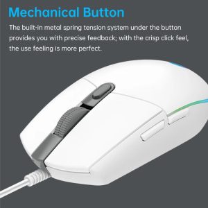 Logitech G102 LightSync RGB Lighting 6 Programable buttons Wired Gaming Mouse (White) | 910-005824 / 910-005809 - Image 4
