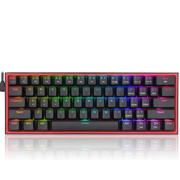 Redragon K617 Fizz black Redragon Fizz K617 - 60% Wired Mechanical gaming Keyboard Black (Red Switches) - Image 1