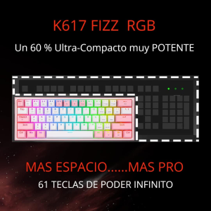 Redragon K617 Fizz 60% Wired RGB Gaming Keyboard White/Pink - Image 5