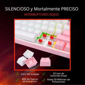 Redragon K617 Fizz 60% Wired RGB Gaming Keyboard White/Pink - Image 4