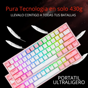 Redragon K617 Fizz 60% Wired RGB Gaming Keyboard White/Pink - Image 3