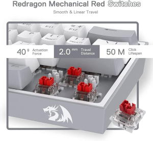 Redragon K617 Fizz 60% Wired RGB Gaming Keyboard Grey/White - Image 3
