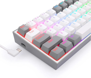 Redragon K617 Fizz 60% Wired RGB Gaming Keyboard Red White/Grey - Image 3